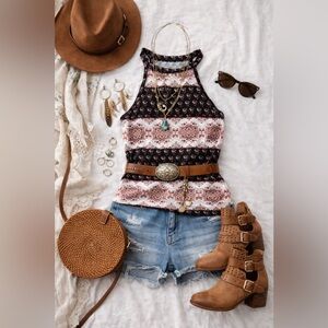 Boho Halter Tank Top | Festival Western Coquette Y2K